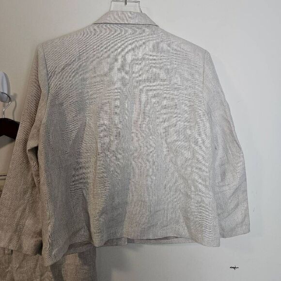 Talbots Irish Linen Cream Natural Tan Pants Suit Size 10/12 - Picture 4 of 8